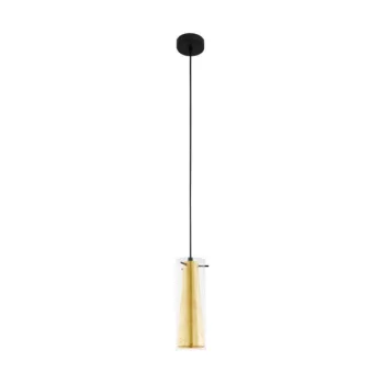   EGLO 97651 PINTO GOLD, beltéri függeszték, E27 foglalattal, MAX 1X60W teljesítménnyel, fekete / acél lámpatest, IP20, áttetsző, arany / üveg búrával, kapcsoló nélkül