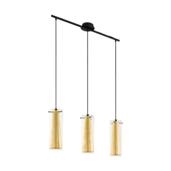   EGLO 97652 PINTO GOLD, beltéri függeszték, E27 foglalattal, MAX 3X60W teljesítménnyel, fekete / acél lámpatest, IP20, áttetsző, arany / üveg búrával, kapcsoló nélkül