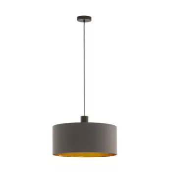   EGLO 97683 CONCESSA 1, beltéri függeszték, E27 foglalattal, MAX 1X60W teljesítménnyel, sötétbarna / acél lámpatest, IP20, cappuccino, arany / textil búrával, kapcsoló nélkül