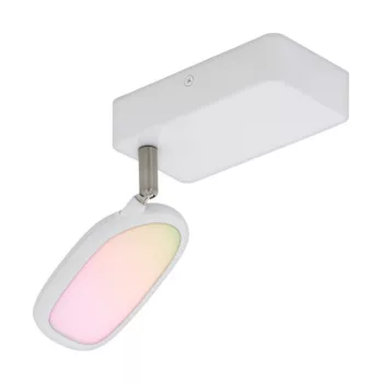   EGLO 97691 PALOMBARE-C, beltéri LED-es spot lámpa, LED foglalattal, MAX 1X5W, 600lm, 2700 K-6500 K, fehér/műanyag, acél, alumínium lámpatest, IP20, fehér/műanyag búrával, Bluetooth, színhőmérséklet szab., RGB, vezérlés: applikációval, távirányítóval
