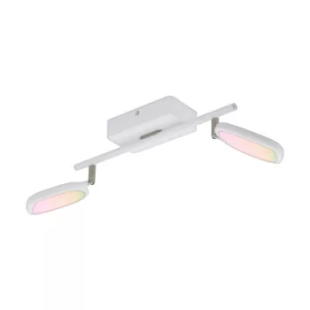   EGLO 97692 PALOMBARE-C, beltéri LED-es spot lámpa, LED foglalattal, MAX 2X5W, 1200lm, 2700 K-6500 K, fehér/műanyag, acél, alumínium lámpatest, IP20, fehér/műanyag búrával, Bluetooth, színhőmérséklet szab., RGB, vezérlés: applikációval, távirányítóval