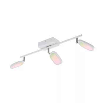   EGLO 97693 PALOMBARE-C, beltéri LED-es spot lámpa, LED foglalattal, MAX 3X5W, 1800lm, 2700 K-6500 K, fehér/műanyag, acél, alumínium lámpatest, IP20, fehér/műanyag búrával, Bluetooth, színhőmérséklet szab., RGB, vezérlés: applikációval, távirányítóval