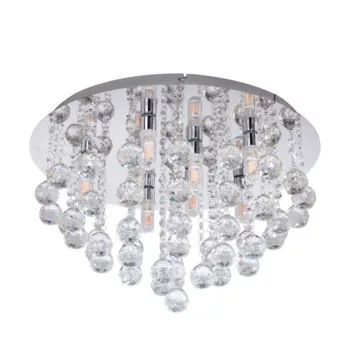   EGLO 97699 ALMONTE, beltéri IP44-es mennyezeti lámpa, G9 foglalattal, MAX 8X3W teljesítménnyel, lm, króm / acél lámpatest, áttetsző / kristály búrával, kapcsoló nélkül