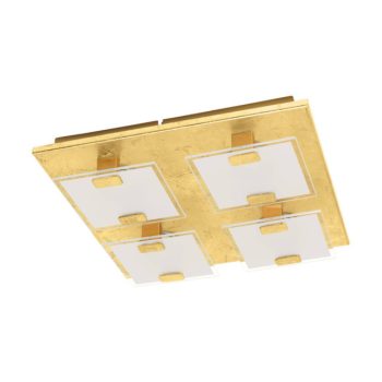   EGLO 97728 VICARO 1, beltéri LED-es fali-mennyezeti lámpa, LED foglalattal, MAX 4X2,5W teljesítménnyel, 720lm, 3000 K, arany szín / acél lámpatest, IP20, fehér, áttetsző / szatinált üveg búrával, cserélhető LED, kapcsoló nélkül