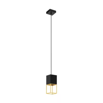   EGLO 97733 MONTEBALDO, beltéri függeszték, GU10 foglalattal, MAX 1X5W teljesítménnyel, fekete, arany / acél lámpatest, IP20, kapcsoló nélkül