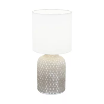   EGLO 97774 BELLARIVA, beltéri asztali lámpa, E14 foglalattal, MAX 1X40W teljesítménnyel, szürke / kerámia lámpatest, IP20, fehér / textil búrával, zsinórkapcsolóval