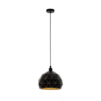   EGLO 97841 ROCCAFORTE, beltéri függeszték, E27 foglalattal, MAX 1X60W teljesítménnyel, fekete, arany / acél lámpatest, IP20, kapcsoló nélkül