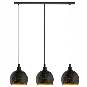   EGLO 97846 ROCCAFORTE, beltéri függeszték, E14 foglalattal, MAX 3X40W teljesítménnyel, fekete, arany / acél lámpatest, IP20, kapcsoló nélkül
