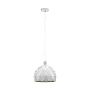   EGLO 97854 ROCCAFORTE, beltéri függeszték, E27 foglalattal, MAX 1X60W teljesítménnyel, fehér / acél lámpatest, IP20, kapcsoló nélkül
