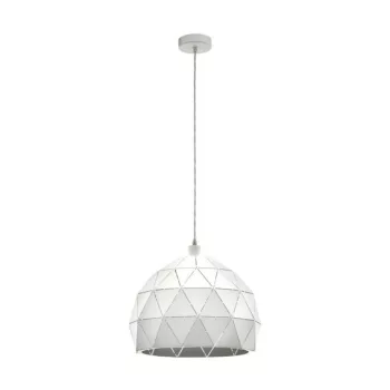   EGLO 97855 ROCCAFORTE, beltéri függeszték, E27 foglalattal, MAX 1X60W teljesítménnyel, fehér / acél lámpatest, IP20, kapcsoló nélkül