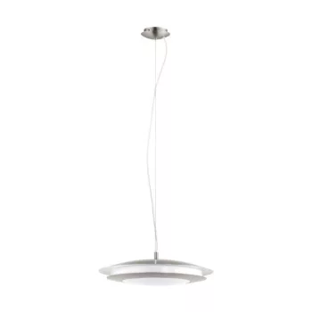   EGLO 98044 MONEVA-C, beltéri LED-es függeszték, LED foglalattal, MAX 27W, 3400lm, 2700 K-6500 K, matt nikkel/acél lámpatest, IP20, fehér/műanyag búrával, Bluetooth, színhőmérséklet szab.,RGB, vezérlés:applikációval, távirányítóval, LED nem cserélhető