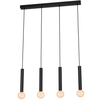   EGLO 98057 CORTENOVA, beltéri függeszték, E27 foglalattal, MAX 4X60W teljesítménnyel, fekete / acél lámpatest, IP20, kapcsoló nélkül