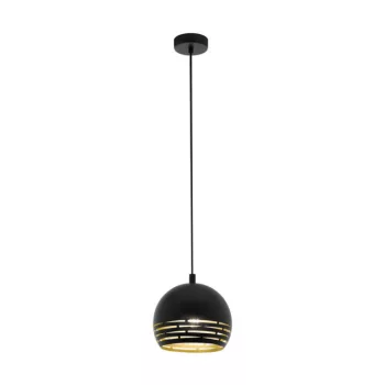   EGLO 98071 CAMASTRA, beltéri függeszték, E27 foglalattal, MAX 1X40W teljesítménnyel, fekete, arany / acél lámpatest, IP20, kapcsoló nélkül