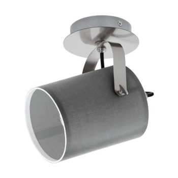   EGLO 98138 VILLABATE, beltéri spot lámpa, E27 foglalattal, MAX 1X10W teljesítménnyel, matt nikkel / acél lámpatest, IP20, szürke / textil búrával, kapcsoló nélkül