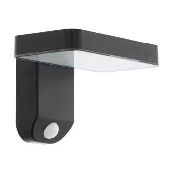   EGLO 98191 PASTION, kültéri, -es fali lámpa, SOLAR-LED-es foglalattal, MAX 4,5W teljesítménnyel, 200 lm, 3000 K, fekete / műanyag lámpatest, mozgásérzékelővel, sarokra szerelhető, LED nem cserélhető