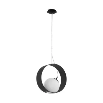   EGLO 98192 CAMARGO, beltéri függeszték, E27 foglalattal, MAX 1X40W teljesítménnyel, fekete / acél lámpatest, IP20, fehér / opál üveg búrával, kapcsoló nélkül