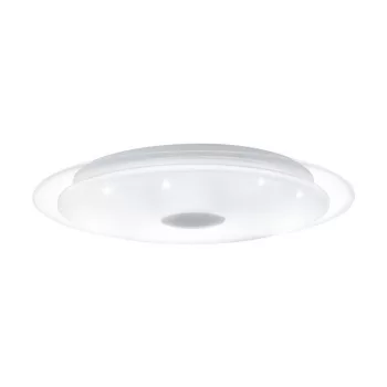  EGLO 98323 LANCIANO 1, beltéri LED-es fali-mennyezeti lámpa, LED foglalattal, MAX 24W, 1900lm, 3000 K, 4000 K, 5000 K, fehér, áttetsző/acél lámpatest, IP20, fehér, króm/kristály hatású műanyag búrával, színhőmérséklet szabályzás távírányítóval