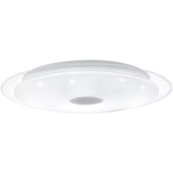   EGLO 98324 LANCIANO 1, beltéri LED-es fali-mennyezeti lámpa, LED foglalattal, MAX 36W, 3300lm, 3000 K, 4000 K, 5000 K, fehér, áttetsző/acél lámpatest, IP20, fehér, króm/kristály hatású műanyag búrával, színhőmérséklet szabályzás távírányítóval