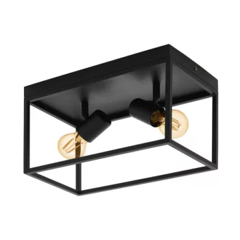   EGLO 98332 SILENTINA, beltéri mennyezeti lámpa, E27 foglalattal, MAX 2X40W teljesítménnyel, fekete / acél lámpatest, IP20, kapcsoló nélkül