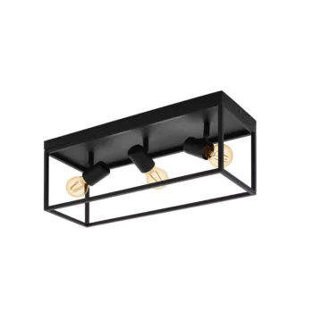   EGLO 98333 SILENTINA, beltéri mennyezeti lámpa, E27 foglalattal, MAX 3X40W teljesítménnyel, fekete / acél lámpatest, IP20, kapcsoló nélkül