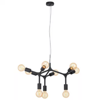   EGLO 98346 BOCADELLA, beltéri függeszték, E27 foglalattal, MAX 9X60W teljesítménnyel, fekete / acél lámpatest, IP20, kapcsoló nélkül