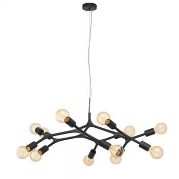   EGLO 98347 BOCADELLA, beltéri függeszték, E27 foglalattal, MAX 12X60W teljesítménnyel, fekete / acél lámpatest, IP20, kapcsoló nélkül