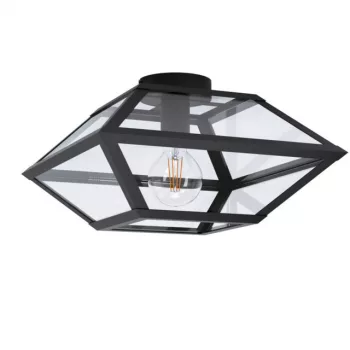   EGLO 98356 CASEFABRE, beltéri mennyezeti lámpa, E27 foglalattal, MAX 1X60W teljesítménnyel, fekete / acél lámpatest, IP20, áttetsző / üveg búrával, kapcsoló nélkül