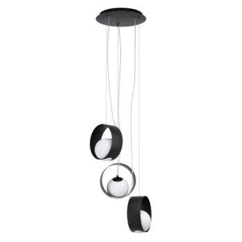   EGLO 98441 CAMARGO, beltéri függeszték, E14 foglalattal, MAX 3X40W teljesítménnyel, fekete / acél lámpatest, IP20, fehér / opál üveg búrával, kapcsoló nélkül
