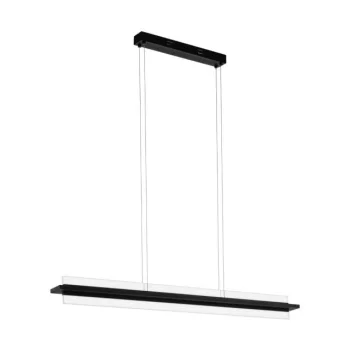   EGLO 98495 SPADAFORA, beltéri LED-es függeszték, LED foglalattal, MAX 14,5W teljesítménnyel, 2050lm, 3000 K, fekete / alumínium, acél lámpatest, IP20, áttetsző, fehér / műanyag búrával, LED nem cserélhető, kapcsoló nélkül
