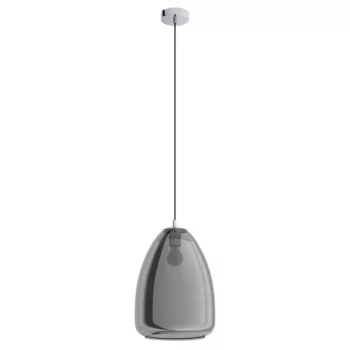   EGLO 98614 ALOBRASE, beltéri függeszték, E27 foglalattal, MAX 1X40W teljesítménnyel, króm / acél lámpatest, IP20, fekete-áttetsző / mattított üveg búrával, kapcsoló nélkül