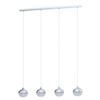   EGLO 98628 MIOGLIA 1, beltéri függeszték, E14 foglalattal, MAX 4X25W teljesítménnyel, króm / acél lámpatest, IP20, fehér, szemcsés, áttetsző / műanyag búrával, kapcsoló nélkül