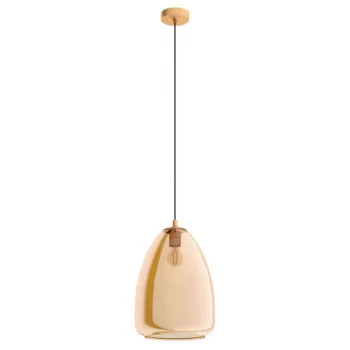   EGLO 98647 ALOBRASE, beltéri függeszték, E27 foglalattal, MAX 1X40W teljesítménnyel, csiszolt sárgaréz / acél lámpatest, IP20, borostyán / mattított üveg búrával, kapcsoló nélkül