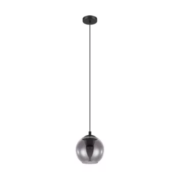   EGLO 98651 ARISCANI, beltéri függeszték, E27 foglalattal, MAX 1X40W teljesítménnyel, fekete / acél lámpatest, IP20, fekete-áttetsző / mattított üveg búrával, kapcsoló nélkül