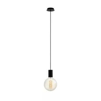   EGLO 98661 POZUETA, beltéri függeszték, E27 foglalattal, MAX 1X40W teljesítménnyel, fekete / acél lámpatest, IP20, kapcsoló nélkül