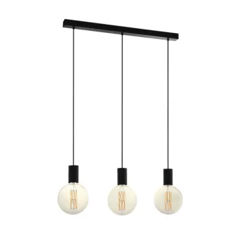   EGLO 98662 POZUETA, beltéri függeszték, E27 foglalattal, MAX 3X40W teljesítménnyel, fekete / acél lámpatest, IP20, kapcsoló nélkül
