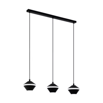   EGLO 98682 PERPIGO, beltéri függeszték, GU10 foglalattal, MAX 3X5W teljesítménnyel, fekete / acél lámpatest, IP20, fehér / műanyag búrával, kapcsoló nélkül
