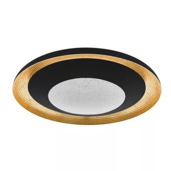   EGLO 98685 CANICOSA 2, beltéri LED-es fali-mennyezeti lámpa, LED foglalattal, MAX 37W, 4600lm, 2700 K-6500 K, fekete, arany/műanyag, acél lámpatest, IP20, áttetsző/műanyag, szemcsékkel búrával, színhőmérséklet szabályzás távírányítóval