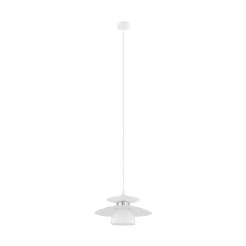   EGLO 98734 BRENDA, beltéri függeszték, E27 foglalattal, MAX 1X40W teljesítménnyel, fehér, matt nikkel / acél lámpatest, IP20, kapcsoló nélkül
