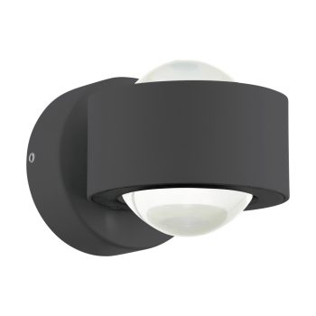   EGLO 98746 TREVIOLO, kültéri, IP44-es fali lámpa, LED-es foglalattal, MAX 2X2W teljesítménnyel, 460 lm, 3000 K, antracit / alumíniumöntvény lámpatest, kapcsoló nélküli, áttetsző / üveg búrával