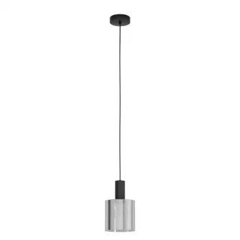   EGLO 98752 GOROSIBA, beltéri függeszték, E27 foglalattal, MAX 1X40W teljesítménnyel, fekete / acél lámpatest, IP20, fekete-áttetsző / mattított üveg búrával, kapcsoló nélkül