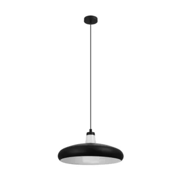   EGLO 99032 TABANERA-C, beltéri függeszték, E27 foglalattal, MAX 1X9W teljesítménnyel, fekete, fehér / acél lámpatest, IP20, fehér / üveg búrával, kapcsoló nélkül