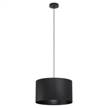   EGLO 99042 MASERLO 1, beltéri függeszték, E27 foglalattal, MAX 1X40W teljesítménnyel, fekete / acél lámpatest, IP20, fekete / textil búrával, kapcsoló nélkül