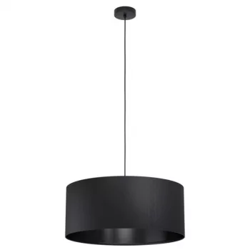   EGLO 99043 MASERLO 1, beltéri függeszték, E27 foglalattal, MAX 1X40W teljesítménnyel, fekete / acél lámpatest, IP20, fekete / textil búrával, kapcsoló nélkül