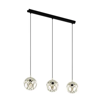   EGLO 99072 MIRTAZZA, beltéri függeszték, E27 foglalattal, MAX 3X60W teljesítménnyel, fekete / acél lámpatest, IP20, pezsgőszínű / acél búrával, kapcsoló nélkül