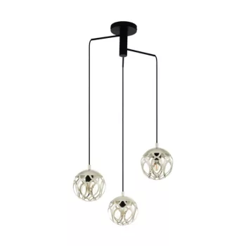   EGLO 99073 MIRTAZZA, beltéri függeszték, E27 foglalattal, MAX 3X60W teljesítménnyel, fekete / acél lámpatest, IP20, pezsgőszínű / acél búrával, kapcsoló nélkül
