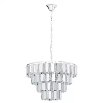   EGLO 99094 ERSEKA, beltéri függeszték, E14 foglalattal, MAX 7X40W teljesítménnyel, króm / acél lámpatest, IP20, áttetsző / kristály búrával, kapcsoló nélkül