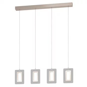   EGLO 99107 ENALURI, beltéri LED-es függeszték, LED foglalattal, MAX 4X5,4W teljesítménnyel, 2520lm, 3000 K, matt nikkel / acél lámpatest, IP20, szatinált / műanyag búrával, LED nem cserélhető, kapcsoló nélkül