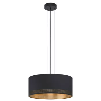   EGLO 99274 ESTEPERRA, beltéri függeszték, E27 foglalattal, MAX 3X40W teljesítménnyel, fekete / acél lámpatest, IP20, fekete, arany / textil búrával, kapcsoló nélkül