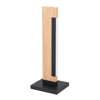   EGLO 99295 CAMACHO, beltéri LED-es asztali lámpa, LED foglalattal, MAX 1X6,5W teljesítménnyel, 800lm, 3000 K, fekete, barna / acél, fa lámpatest, IP20, fehér / műanyag búrával, LED nem cserélhető, dimmelős érintőkapcsolóval