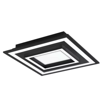   EGLO 99312 SAVATARILA-C, beltéri LED-es fali-mennyezeti lámpa, LED foglalattal, MAX 20W, 2750lm, 2700 K-6500 K, fekete/acél lámpatest, IP20, fehér/műanyag búrával, Bluetooth, színhőmérséklet szab., RGB, vezérlés: applikációval, távirányítóval